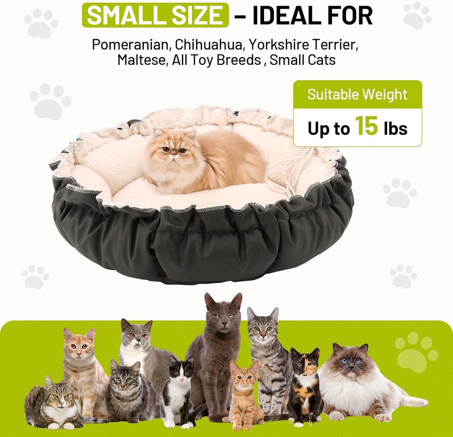 Cat Beds for Indoor Cats,Washable Round Pet Bed for Puppy and Kitty,Super Soft Durable Fabric Pet Beds, Washable Luxury Cat & Dog Bed 20.8inch