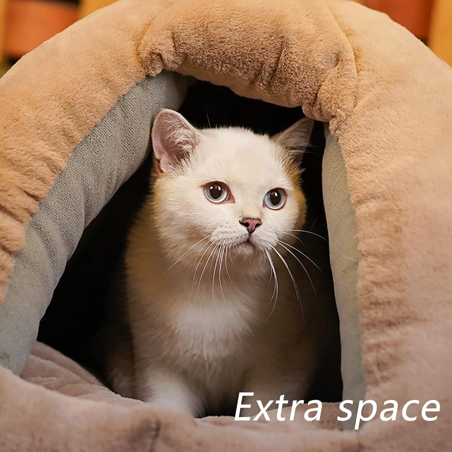 Cat Bed for Indoor Cats Machine Washable Cat Tent Dog Beds for Small Dogs, Puppy, Kitten, Rabbit Soft and Warm Indoor Cat House,Green,L