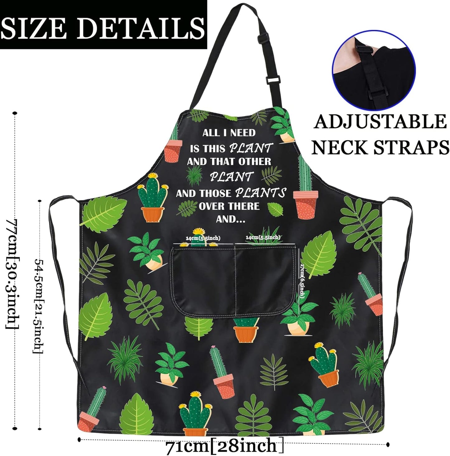 PXTIDY Plant Lover Gift Gardener Apron All Need Is This Plant Lady Gardening Apron Florist Kitchen Gift (Black)