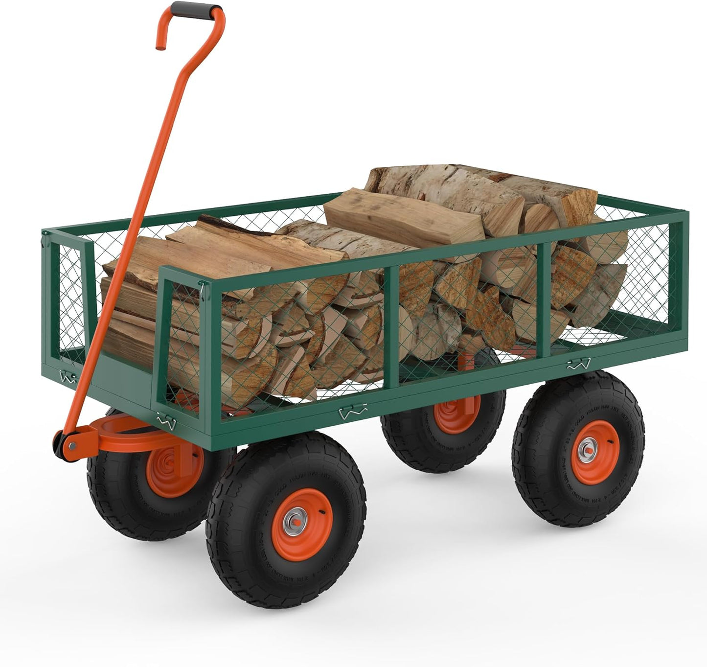 900 LBS Garden Cart Steel, 3 in 1 Heavy-Duty Folding Utility Wagon with Removable Sides, 180° Rotating Handle & 10 inch Tires for Outdoor, Farm, Yard, Lawn and Garden