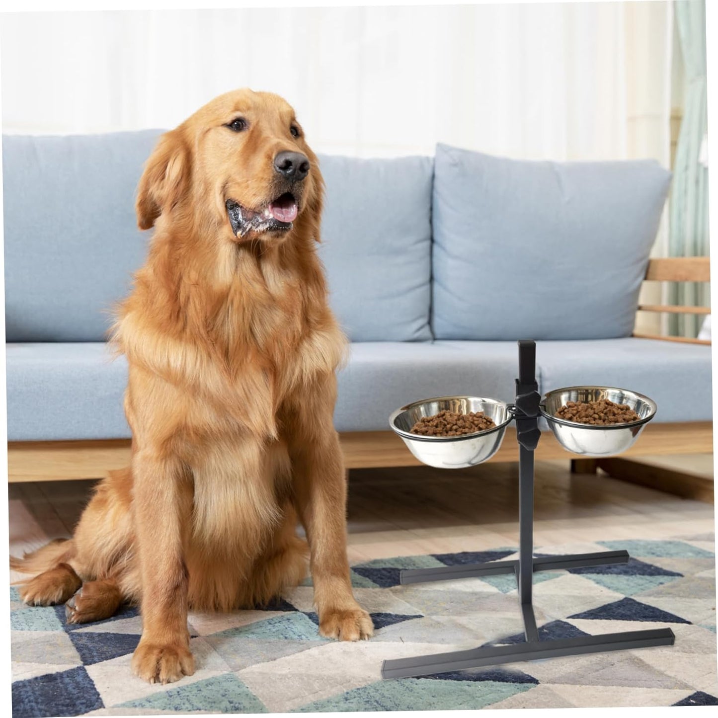 Elevated Dog Bowls, Height Adjustable Dog Bowl Stand, Sturdy Iron Tall Dog Bowl Stand with 2 Bowls, Dog Bowl Stand Ideal for Large or Old Dogs