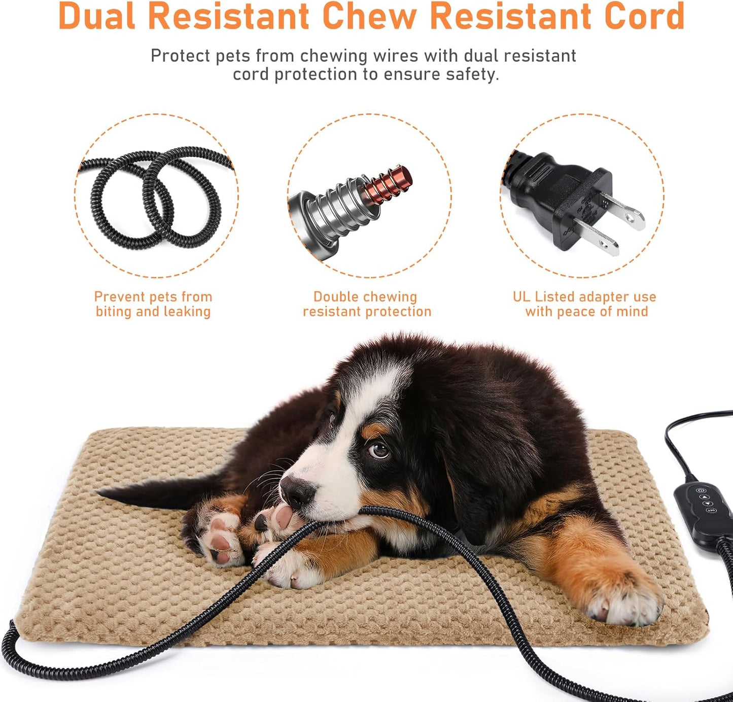 INVENHO Heated Dog Bed, Waterproof Adjustable Temperature Dog Cat Heating Pad with Timer, Indoor Pet Heating Pad for Cats Dogs Electric Pads for Dogs Cats, Pet Heated Pad