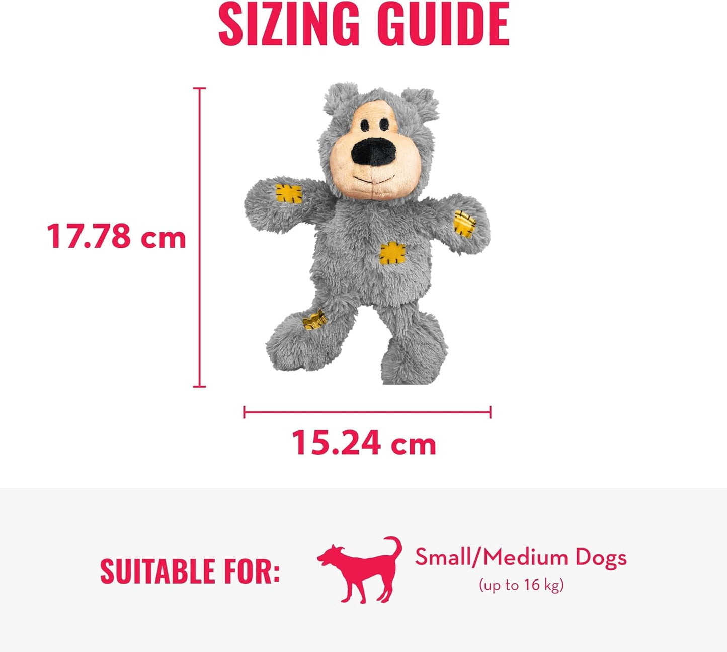 KONG - Wild Knots Bear - Internal Knotted Ropes and Minimal Stuffing for Less Mess - for Small/Medium Dogs (Assorted Colors)