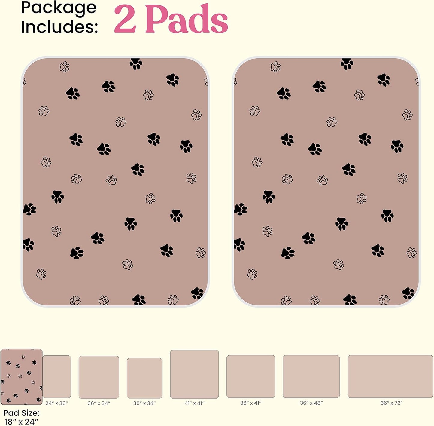 Super Absorbent Washable Pee Pads for Dogs - 2-Pack Superior Reusable Puppy Pads Pet Training Pads –100% Waterproof Dog Pee Pad Protects Against Urine Leakage Non-Slip Grip Prevents Slipping& Bunching
