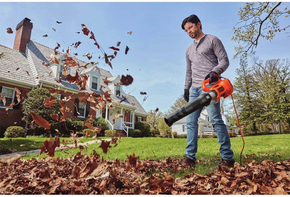BLACK + DECKER Electric Leaf Blower, Hand Held Blowers for Lawn Care, Up to 450 CFM and 140 MPH Power, Axial, Lightweight, Corded (BEBL750)