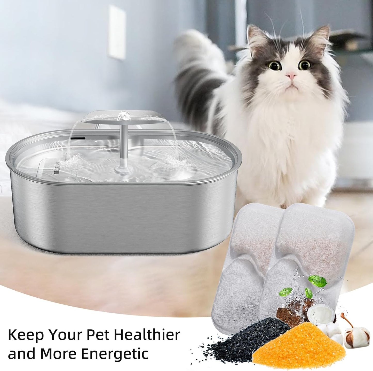 Cat Water Fountain Filters,Replacement Filters for Pet Fountain Cat Drinking Fountain,Triple Filtration System,10 Pack