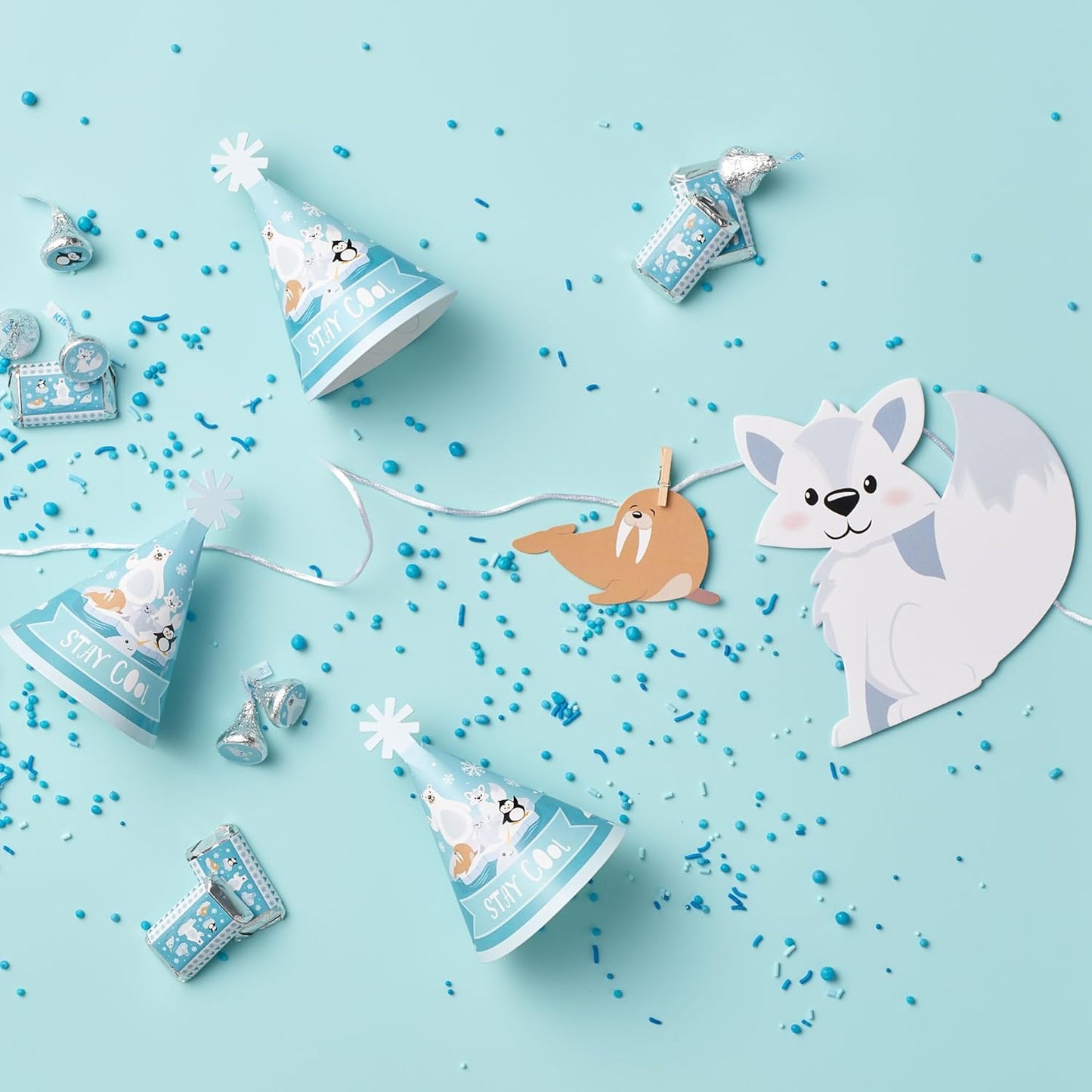 Big Dot of Happiness Arctic Polar Animals - Winter Baby Shower or Birthday Party DIY Decorations - Clothespin Garland Banner - 44 Pieces