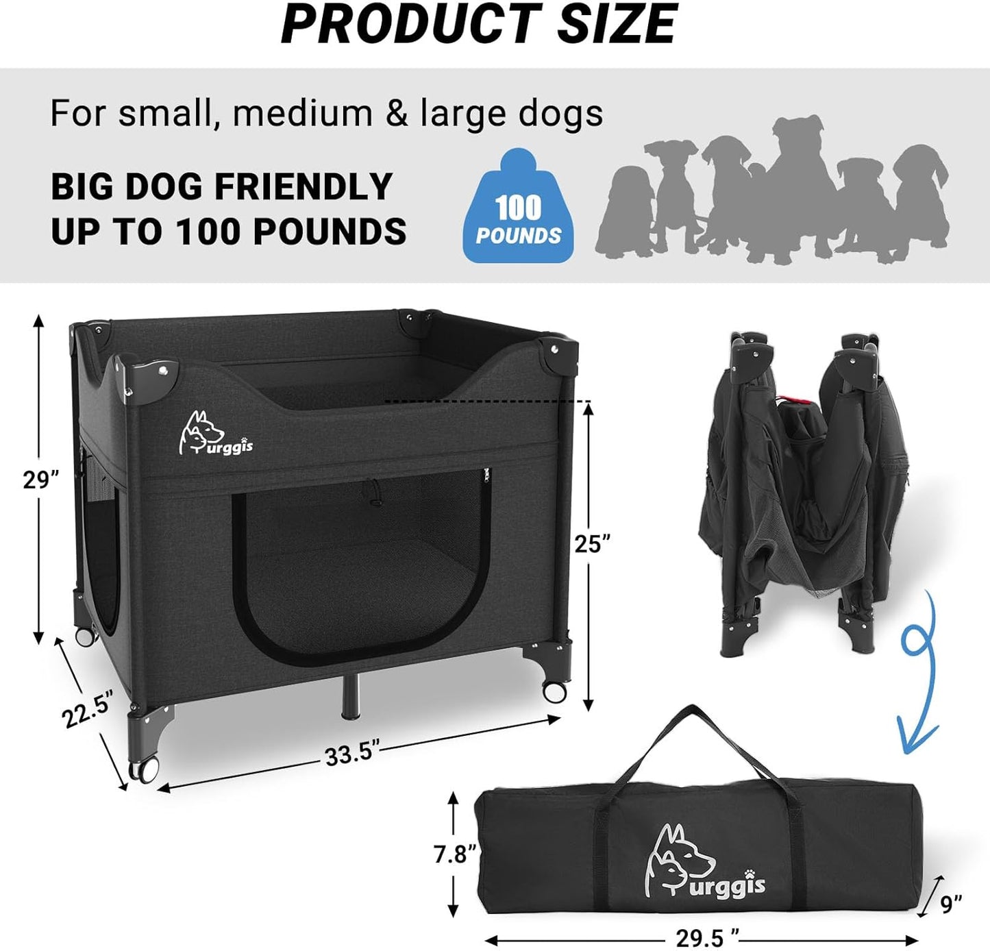 Upgraded Dog Bunk Bed, Portable Bedside Lounge Pet Bed, Dog Beds Attachment to Human Bed, Bedside Dogs Bed for Small, Medium Cats & Dogs, Pet Window Perch- Black