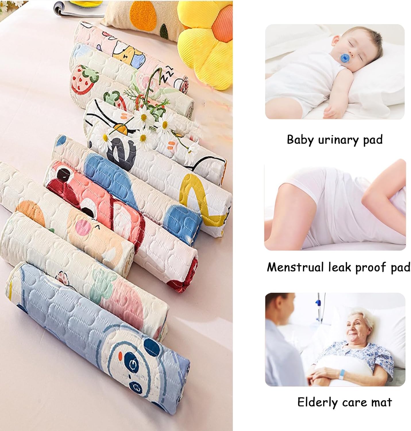 Guinea Pig Cage Liners, 2 PCS Rabbit Bedding Mats Pet Waterproof Pee Pads Small Animals Soft Non-Slip Washable Training Pads for Cat Chinchilla Puppy (23.6 x 55.1 inches)