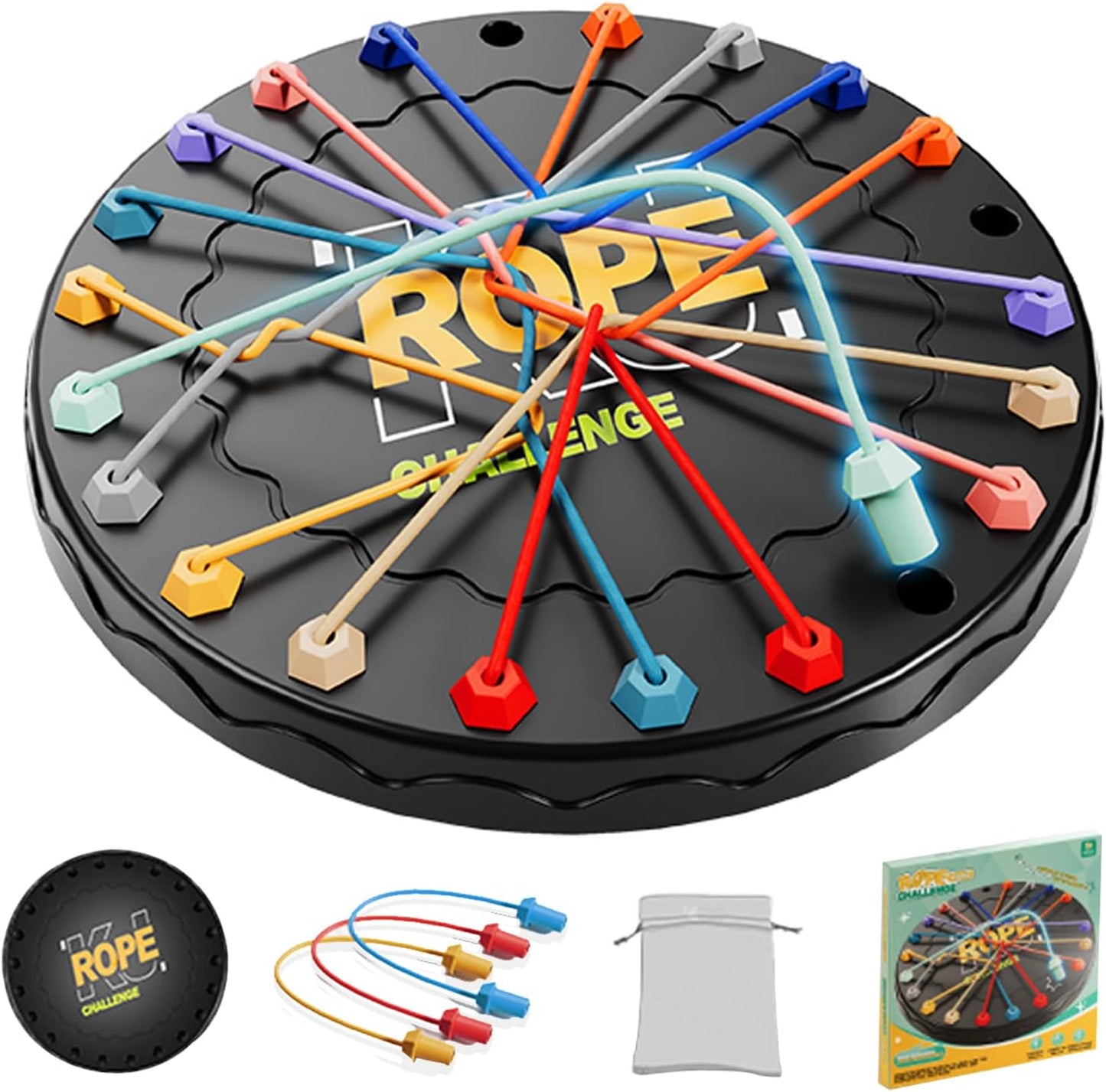 Rope Untangling Puzzle Game, Educational Strategy Board Game for Kids & Adults, Family Travel Party Games with Multi-Level Challenges, Gifts for All Ages(Manual on Box) Easter Basket Stuffers