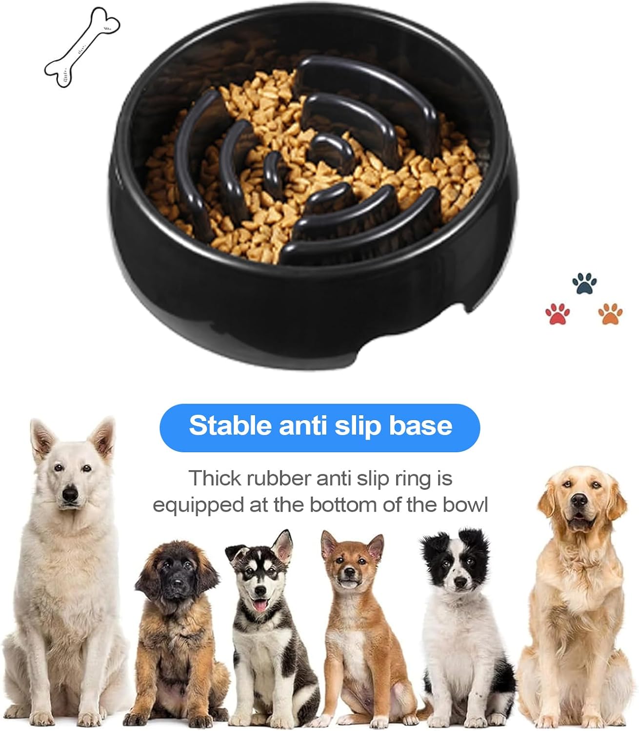 Genérico Slow Eating Dish for Dogs | Non-Slip and Anti-Choking Tray with Maze | Slow Food for Puppies and Cats Mental Stimulation