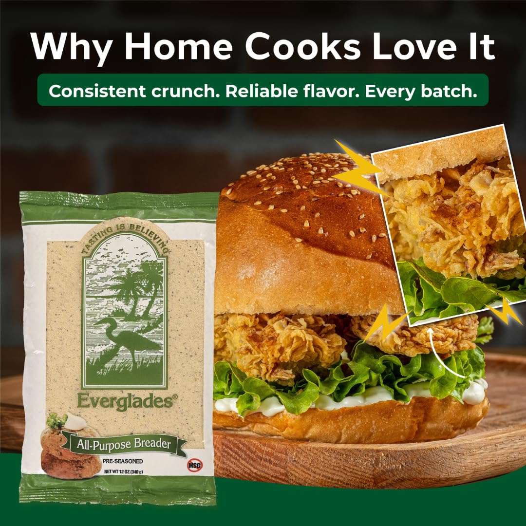 Everglades Pre-Seasoned All Purpose Breading Mix 12 oz – Crispy Coating for Fish, Chicken, Pork Chops, Vegetables, Okra, Fried Green Tomatoes & More – Made in USA