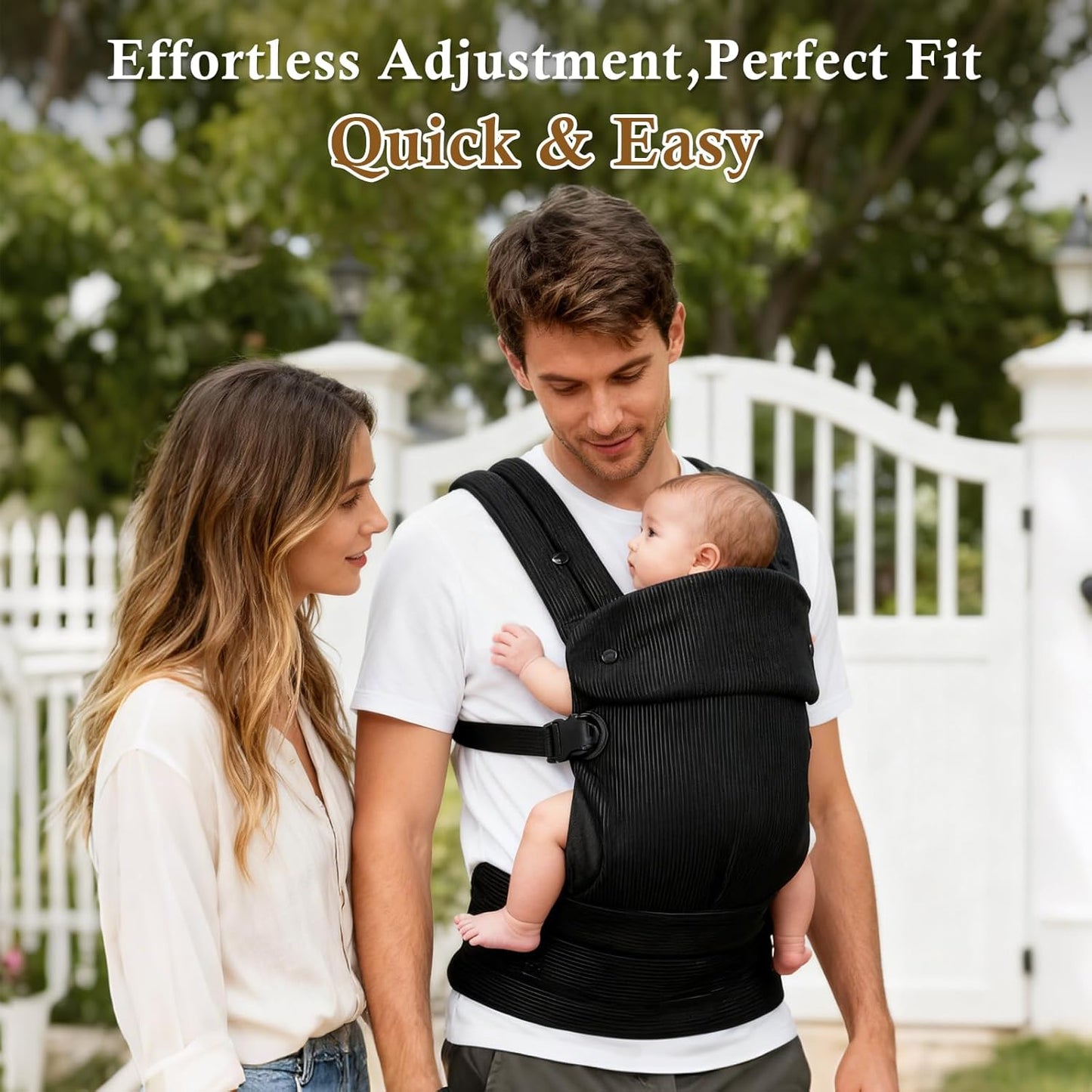 Baby Carrier, Adjustable Lightweight Carrier Newborn to Toddler 7-44 lbs, Infant Carrier with Lumbar Support Front & Back Carry - Black
