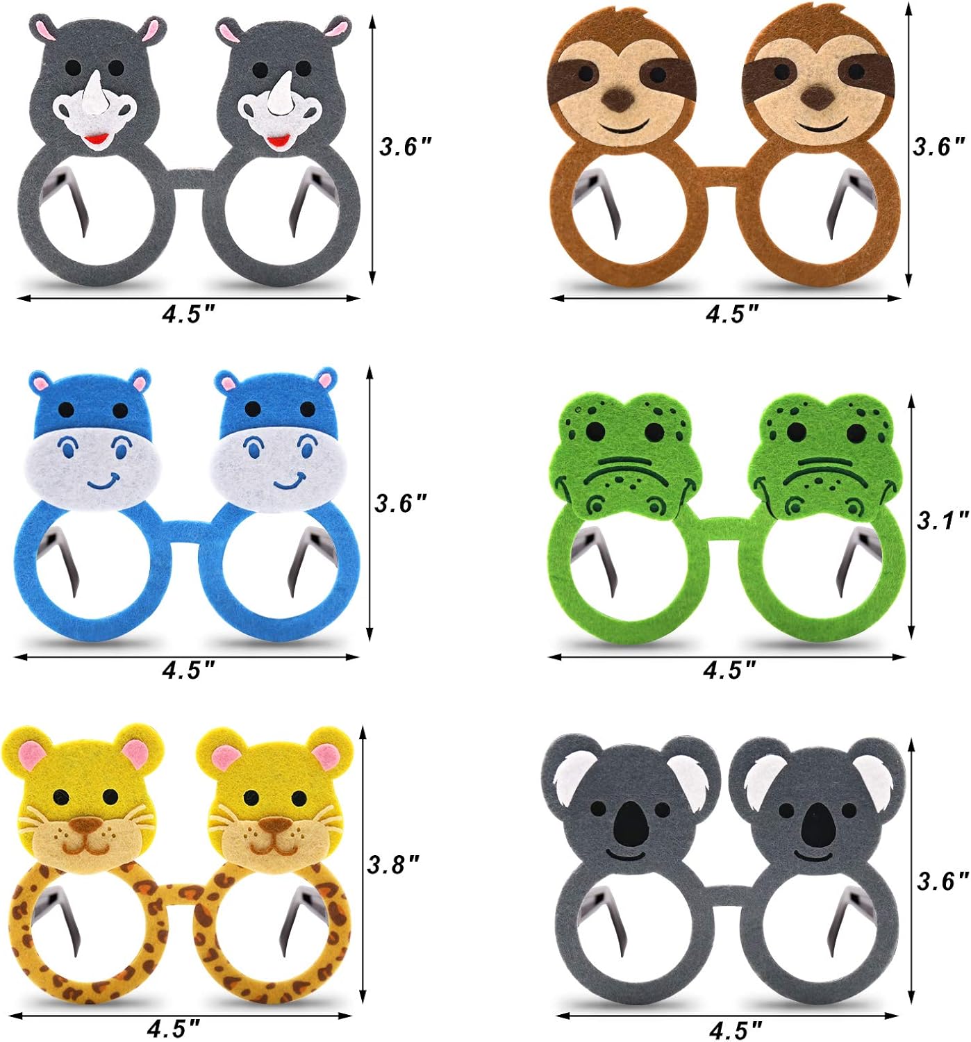 Bessmoso 12 Pack Jungle Animal Glasses Safari Costume Party Favors,12 Kinds of Eyeglasses for Petting Zoo Farmhouse Themed Birthday Party Jungle Safari Dress-Up Cosplay Party Supplies