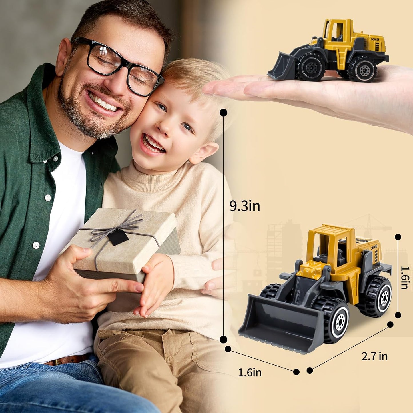 6Pcs Construction Toys Easter Gifts, Alloy Diecast Construction Truck Toys for 3-9 Years Old Boys, Forklift, Excavator, Dump Truck Tractor Toy Playset for Kids Toddlers Birthday Party Favors