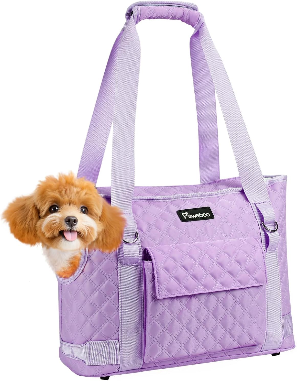 Pawaboo Dog Purse Carrier for Small Dogs with Pocket, Lightweight Dogs and Puppies Tote Bag Carrier, Dog Carriers Soft Sided for Puppy Cat Rabbit, Shopping Travel Puppy Carriers Under 11 LBS, Purple