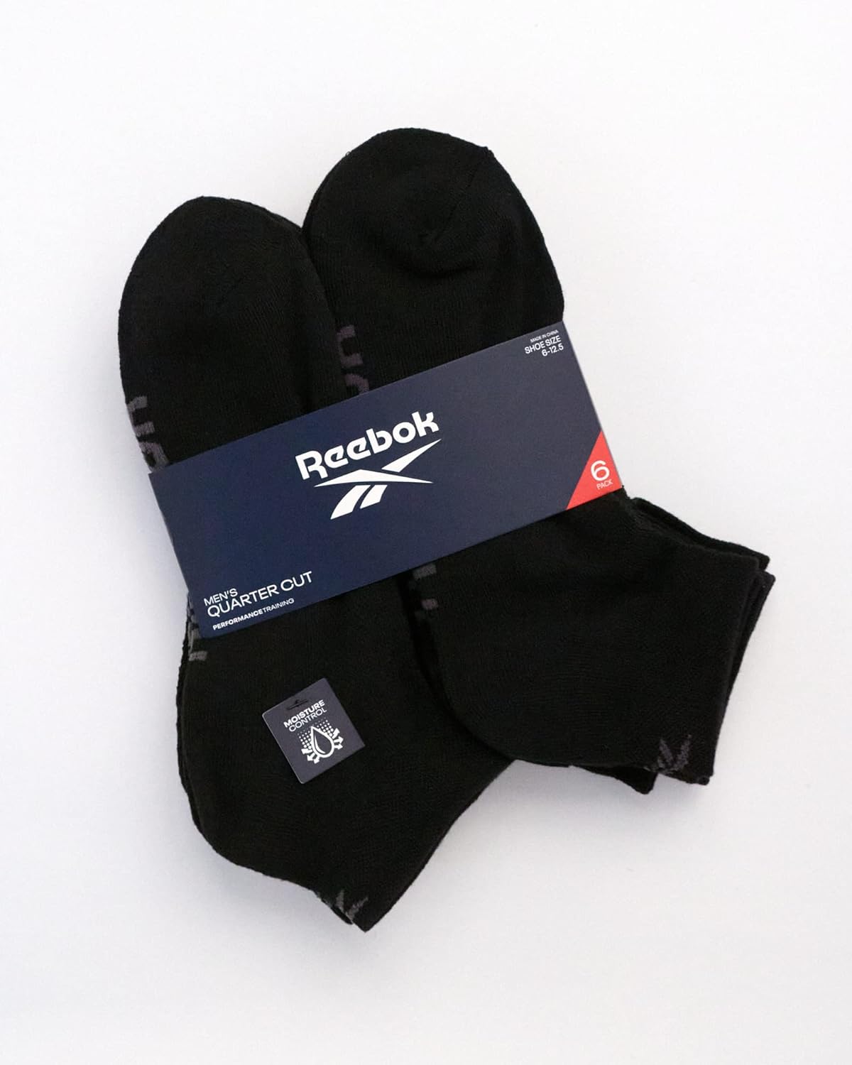 Reebok Mens Quarter Socks - 6 Pack Moisture Wicking Performance Stretch Athletic Ankle Socks for Men (Sizes: 6-12.5)