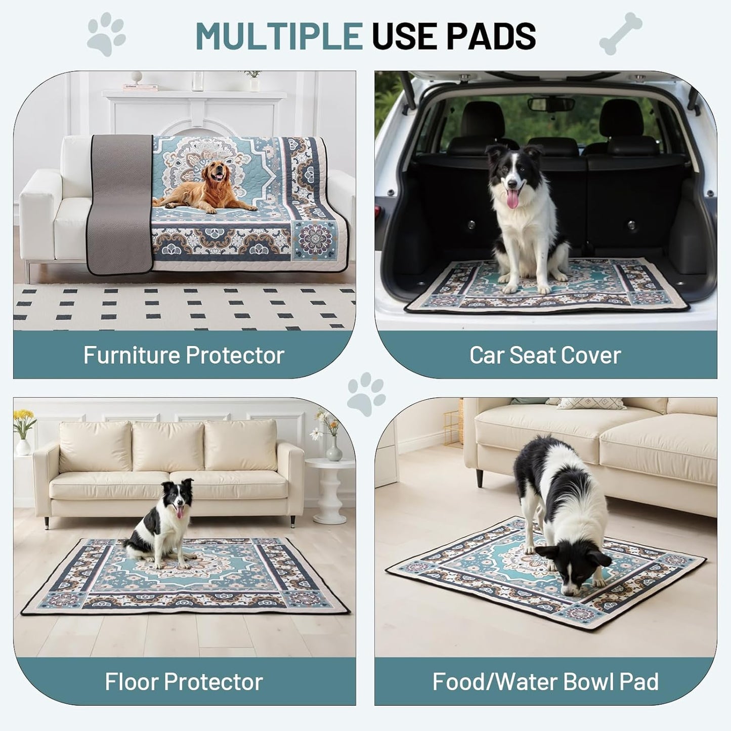 Washable Pee Pads for Dogs,2 Pack Super Absorbent Reusable Puppy Training Pads 36" × 36", Leak-Proof & Non-Slip,for Potty Training,Whelping,Crate & Playpen