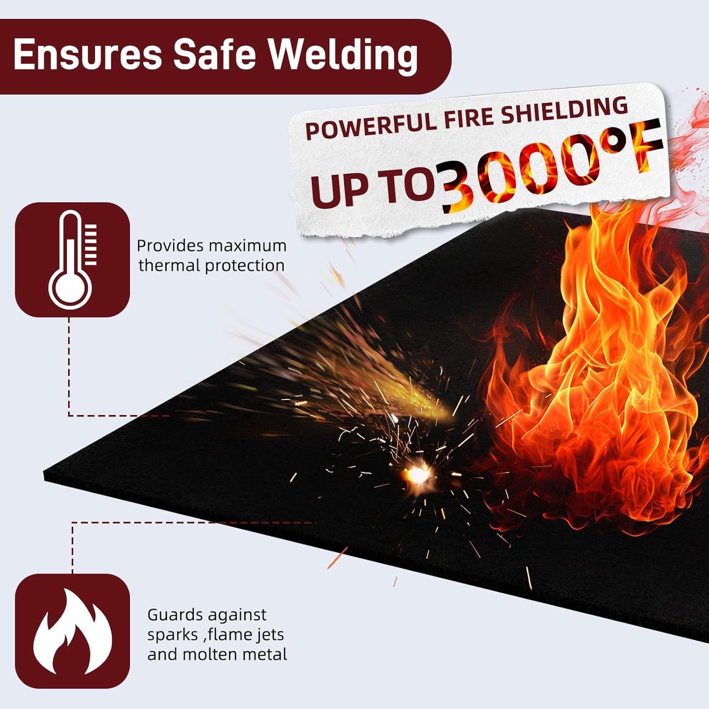 2 Pack 11x14 Inch Welding Blanket Fireproof Welding Pad, 5mm Thickened Fire Resistant Carbon Felt, Flame Retardant Fabric, Heat Shield Resistant Mat for Soldering, Firepit, Grill, Welding Supplies