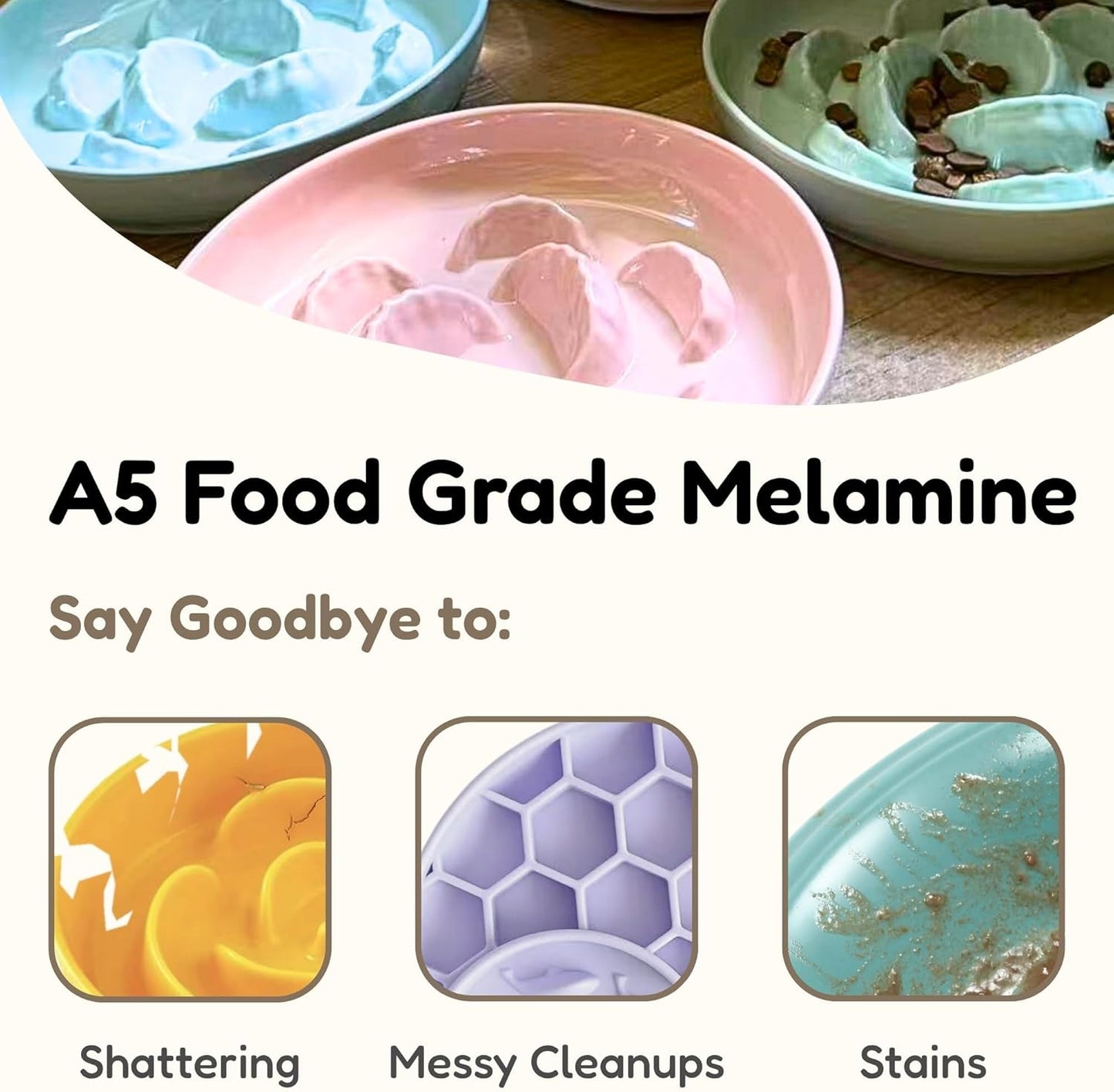 Unbreakable Slow Feeder Bowl - Melamine Puzzle Cat Bowl for Slow Eating - Cat Plates for Wet & Dry Food- Dishwasher Safe & Non Slip Design - (Pink, 1 Pack - 6.3" W*1.5H)