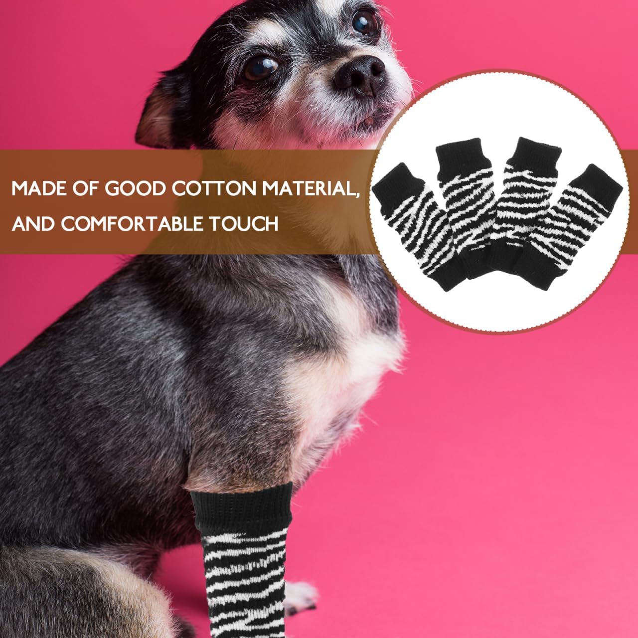 Sosoport Dog Leg Warmers for Small Dogs - Washable Pet Socks with Breathable Cotton Fabric Adorable Patterned Elbow Protectors for Winter Paw Care and Outdoor Use 4 Pack