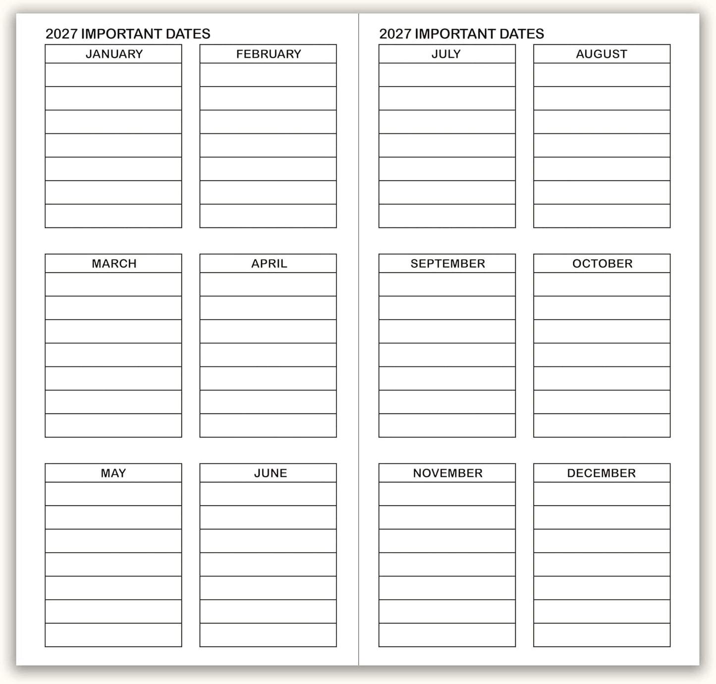 Travelers Notebook Inserts Jan 2026 - Dec 2027, Travelers Notebook Calendar 2 Years, Monthly Planner, Regular Size TN Journal, 8.3 x 4.25 inches, 1pcs