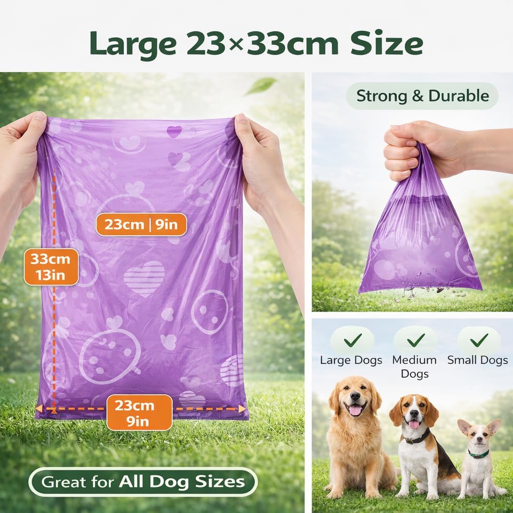 BPI Certified Compostable Dog Poop Bags 240 Count, Extra Thick Leak-Proof Pet Waste Bags, ASTM D6400 Biodegradable, 9 x 13 Inches for Small & Large Dogs