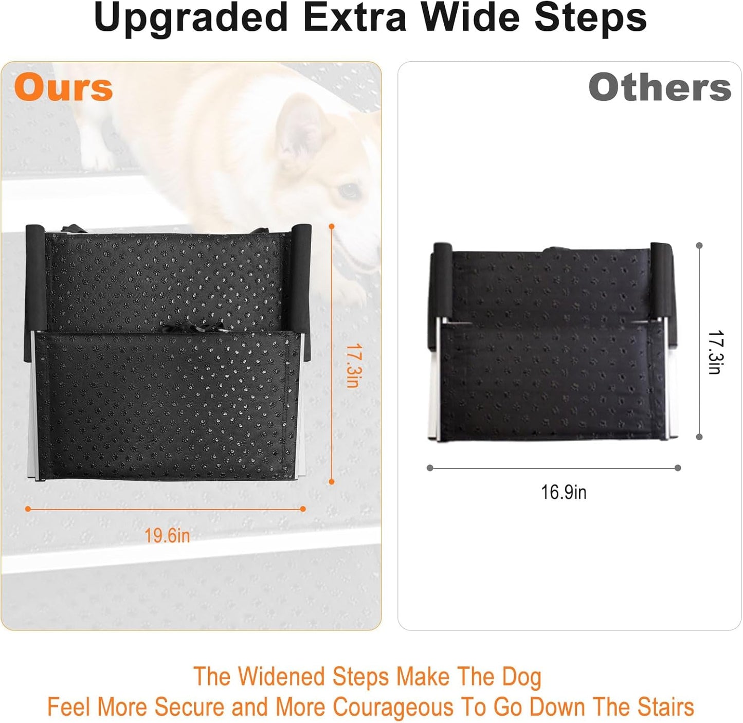 Extra Wide Dog Steps for Car: Folding Large Dogs Ramp & Ladder for SUV & Truck - Foldable & Portable High Bed Stairs for Small & Medium Pet