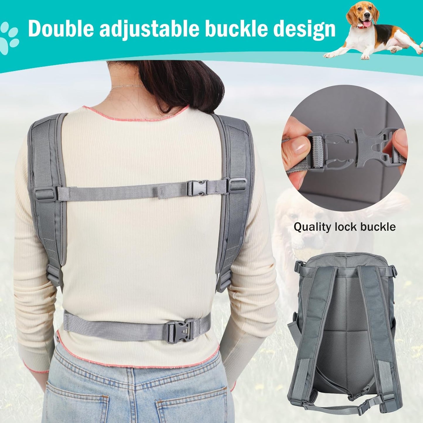 Dog Carrier Backpack - Legs Out Front - Facing Pet Carrier Backpack for Small Medium Large Dogs, Airline Approved Handsa - Canvas Mesh Free Cat Travel Bag