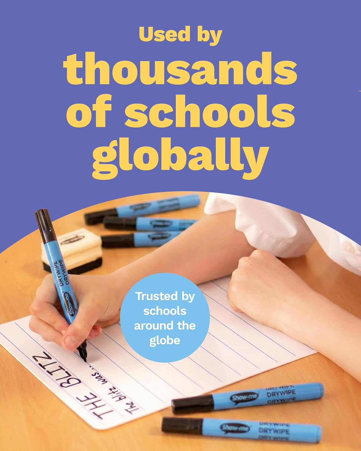 SHOW-ME Box 10 Fine Tip Slim Barrel Dry Erase Markers - Assorted Colours (FPSDP10A)