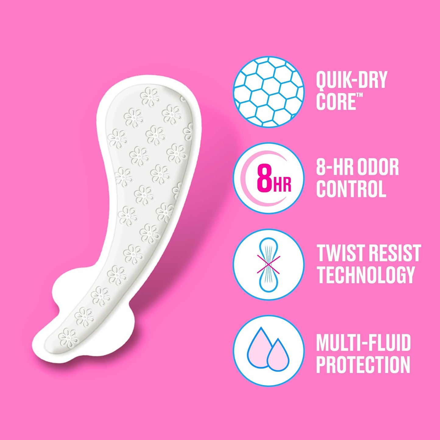 Carefree Thong Panty Liners, Unwrapped, Unscented, 49ct
