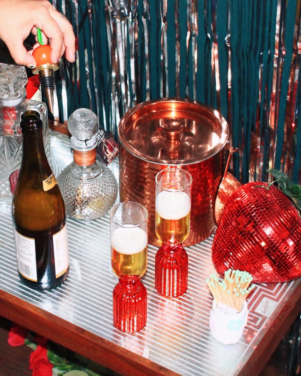 ban.do Bar Glass Set of 2, 6.6oz Cute Cocktail Glasses for Adults, Unique Cocktail Wine & Champagne Glasses, Aesthetic Glassware for Bar Cart, Tipsy Turvy