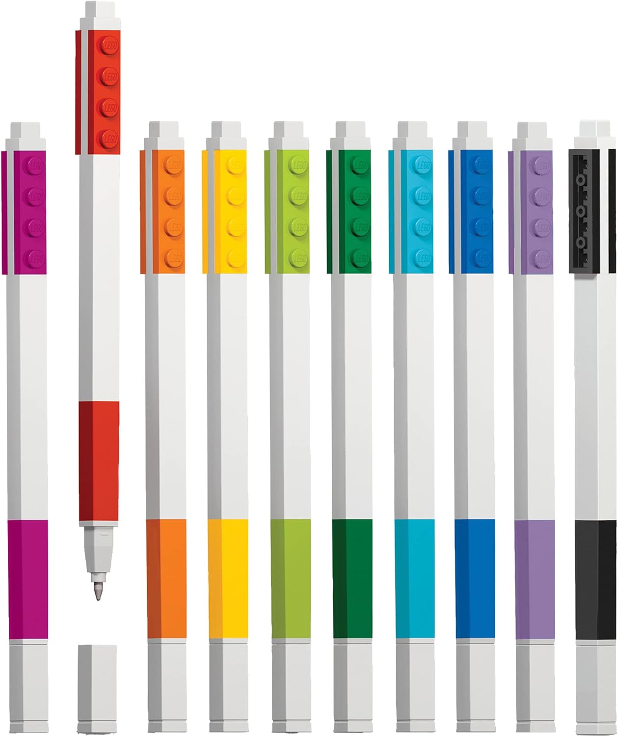 IQ LEGO Stationery 10 Pack Gel Pens (53100), Ages 6+, includes 10 gel pens