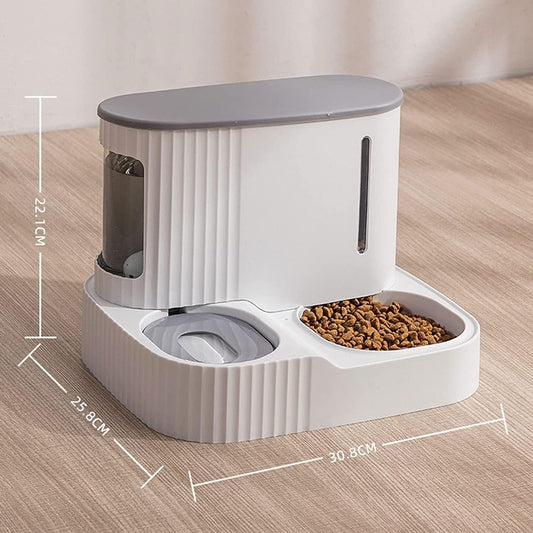 Fountain Pet Dog Cat Automatic Feeder Bowl 2 in 1 Cat Unplugged Water and Food Feeder Dispenser Automatic Dog Cats Gravity Water and Food Dispenser Pet Water Dispenser (Color : Blue) (Brown)