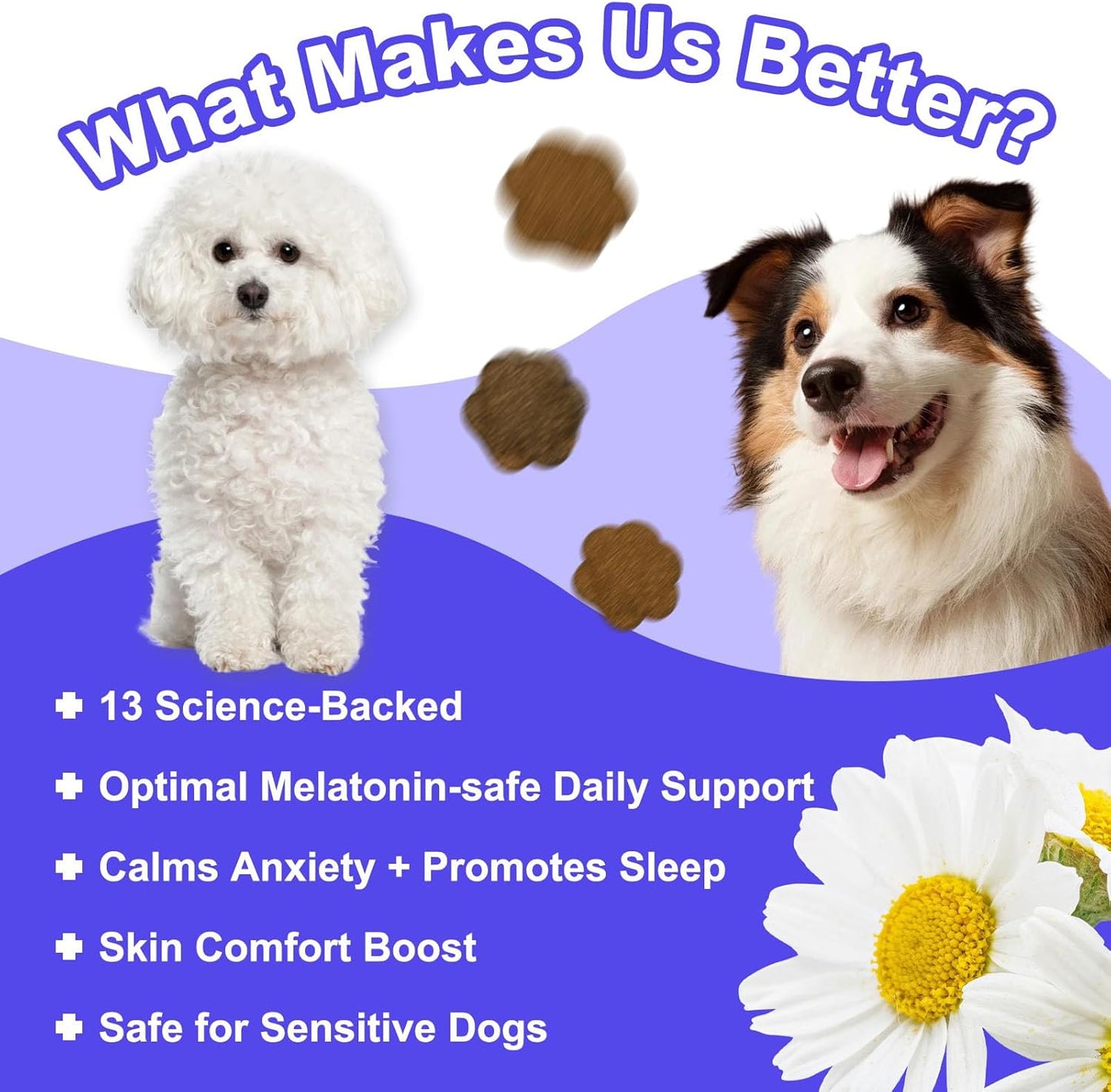 Melatonin for Dogs, 90 Chews Calming Treats for Small and Large Dogs with Valerian Root & L-Theanine for Sleep Aid & Emotional Support, Calming Treats for Stress Anxiety Relief, Barking