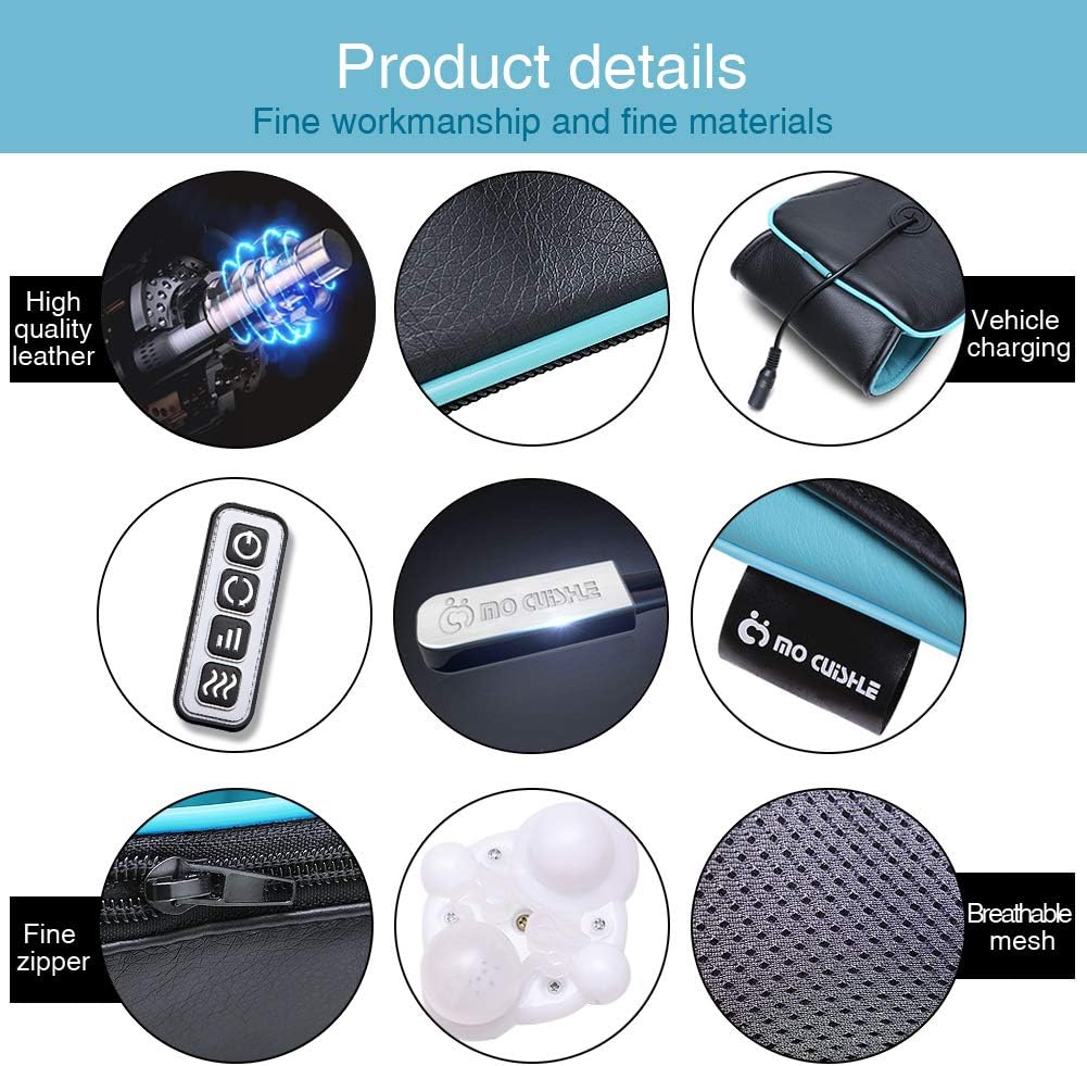 Mo Cuishle Shiatsu Back Shoulder and Neck Massager with Heat, Electric Deep Tissue 4D Kneading Massage, Best Gifts for Women Men Mom Dad, Fathers Day, Mothers Day, Christmas Gifts