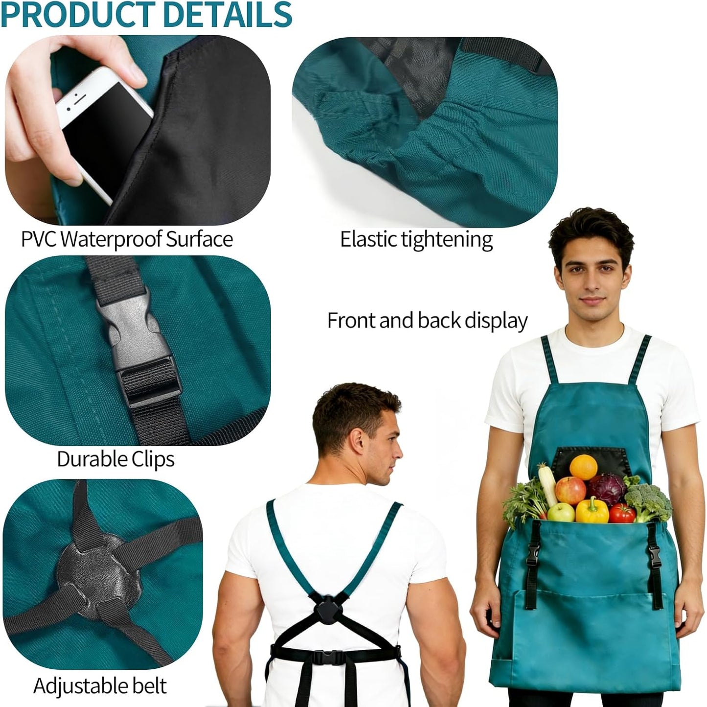Gardening Apron with Pockets - 600D Waterproof Cross Back Apron for Women, Equipped with Pruning Shears & Gardening Gloves, Ideal for Harvesting, Pruning & Yard Work, Garden Gift