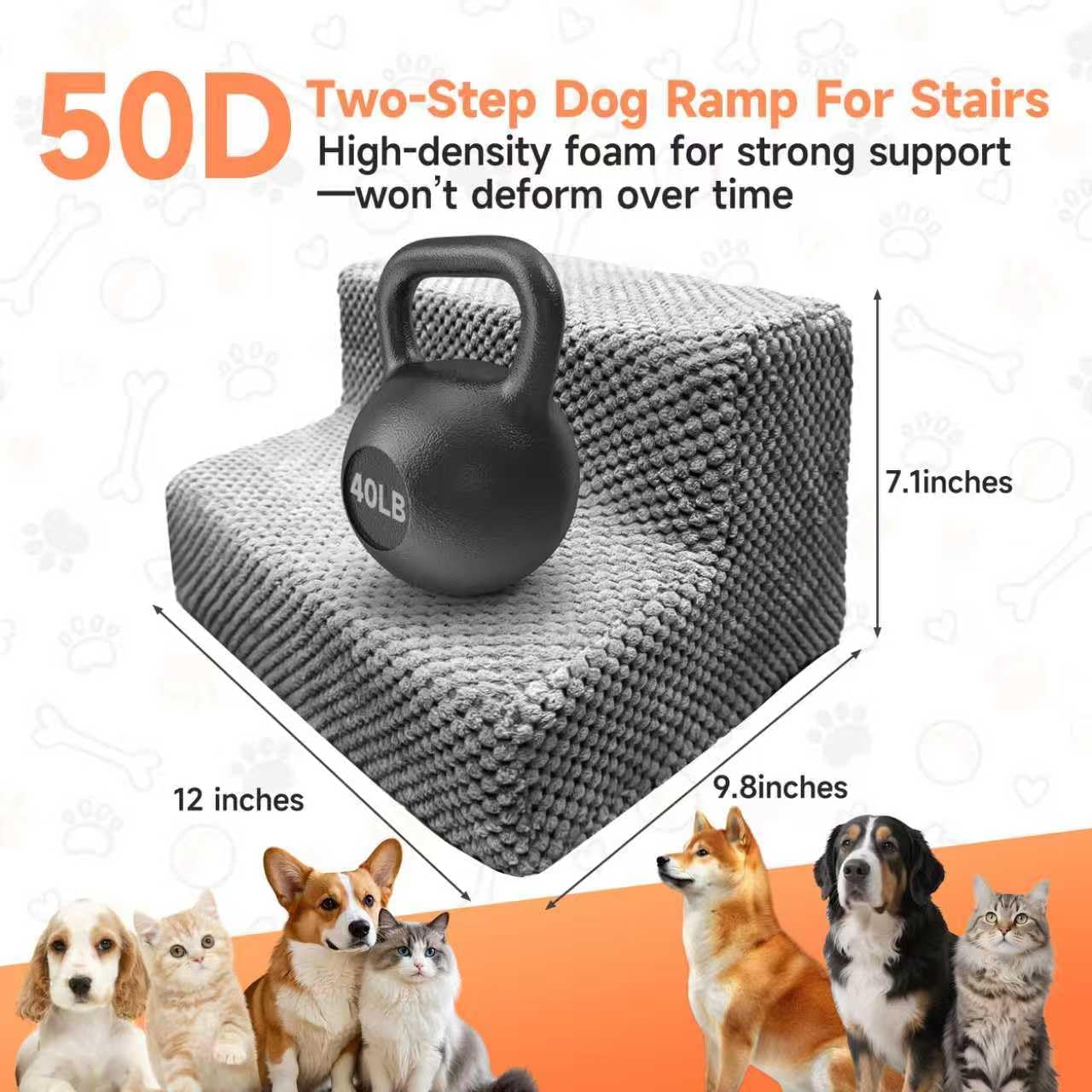 6 Packs 2-Step Dog Ramp for Stairs with High-Density 50D Foam Non-Slip Pet Steps Safer Than Traditional Ramps Supportive Dog Stairs for Small Dogs, Cats, Senior or Injured Pets