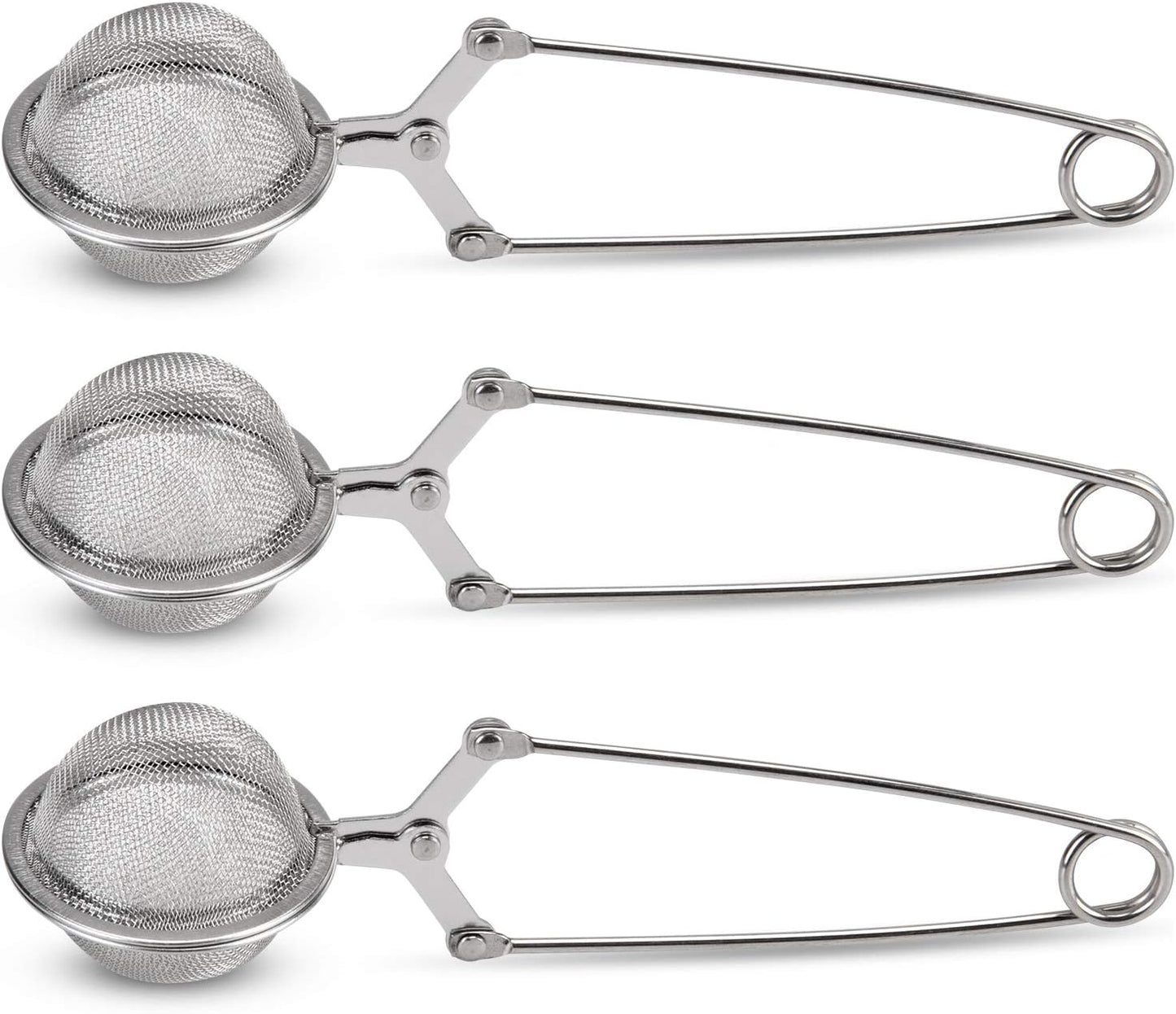Snap Ball Tea Strainer, JEXCULL 3 Pack Premium Stainless Steel Tea Strainer with Handle for Loose Leaf Tea Fine Mesh Tea Balls Filter Infusers (Normal)