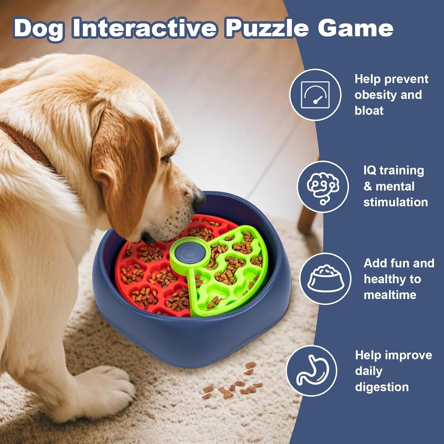 Star&Mi Slow Feeder Dog Bowls, 3-Layer Interactive Dog Puzzle Feeder, Dog Slow Feeder Bowl & Lick Bowl for Dogs, Non-Slip Dog Bowl Slow Feeder for Medium & Large Breeds, Holds 6–8 Cups