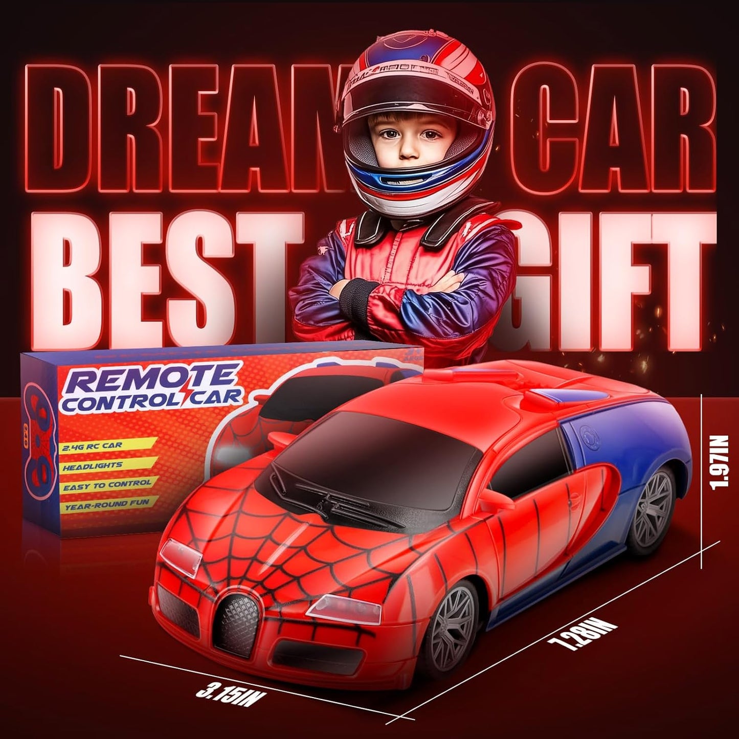 Remote Control Car Toy for Kids: Spider Rc Cars for Boys Age 4-7 Toy Cars for Boys Age 4-7 Racing Car Toys Spider Toys for Boy 4-6 Birthday Gift for 3 4 5 6 7 8 9 Year Old Boy Girls, Red