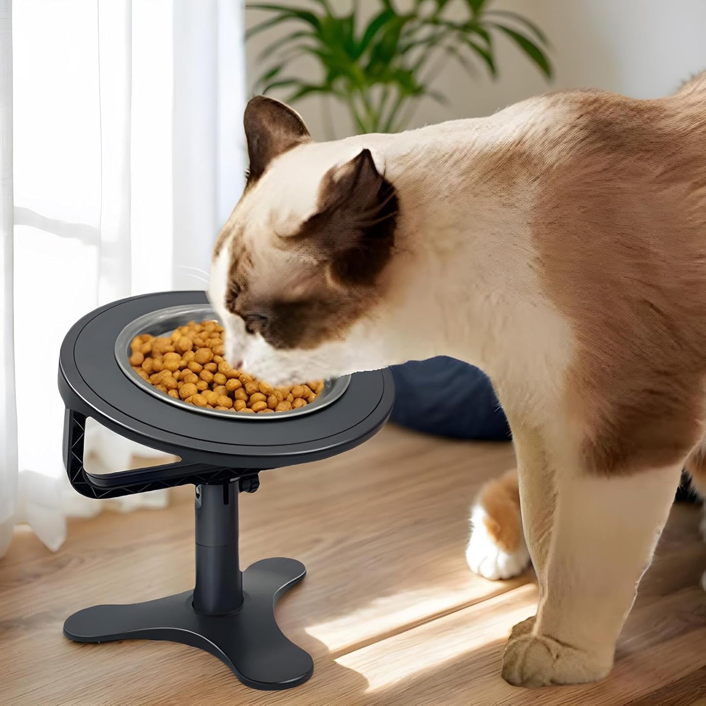 Elevated Bowls - Cat Feeder for | Height Adjustable Stand with Tiltable & Removable Stainless Steel Insets for Senior Cats, Small Dogs, Kittens and Fast Eaters