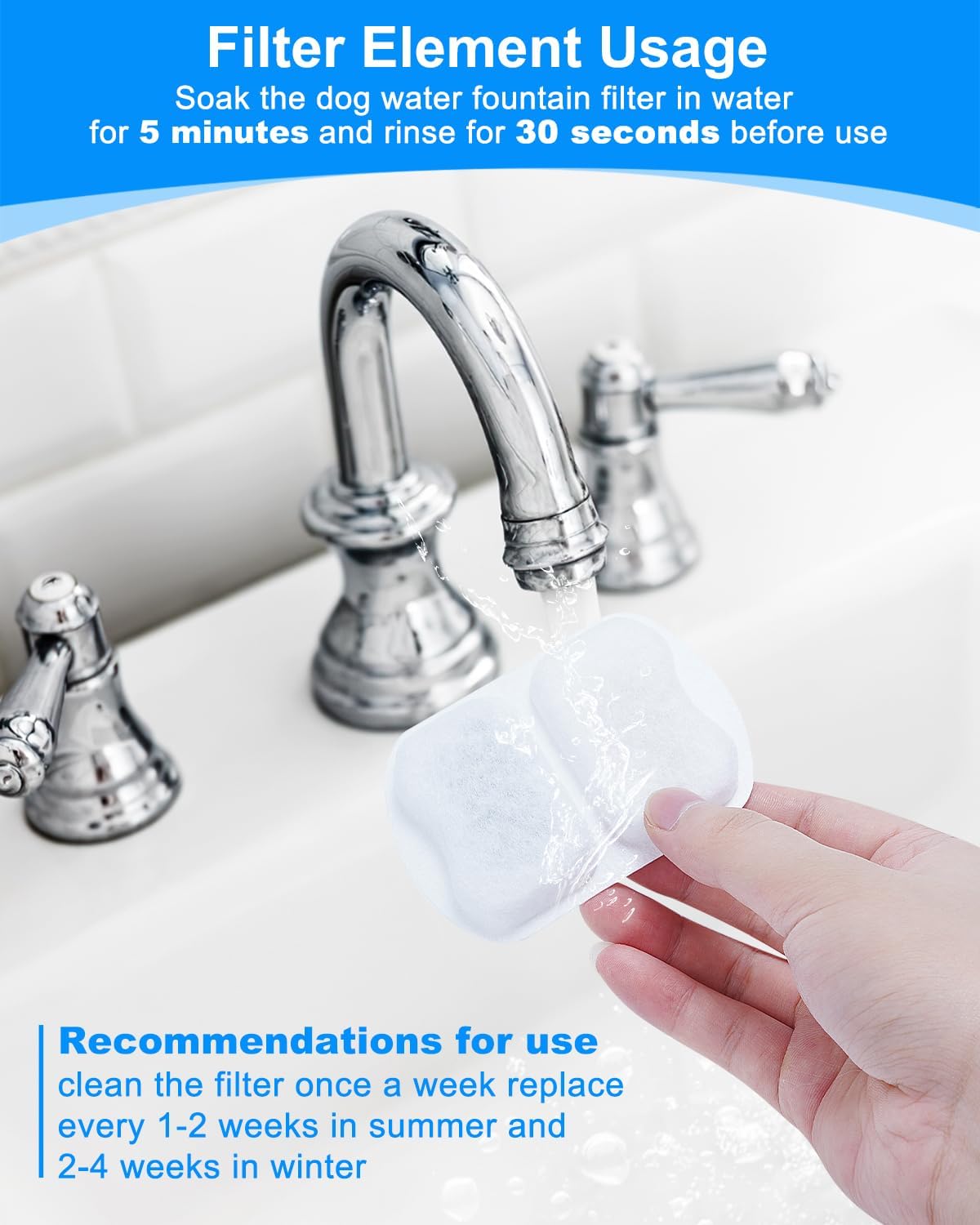 Dog Water Filter Replacement, 10 Set Dog Water Bowl Filters, Pet Water Filter Compatible with oneisall 7L/230oz/1.8G Stainless Steel Dog Water Fountain