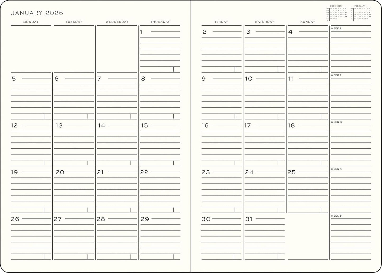 LEUCHTTURM1917 - Monthly Planner & Notebook 2026, Softcover, Composition (B5), Ruled, Spring Leaf (Nov 1, 2025 - Feb 28, 2027)