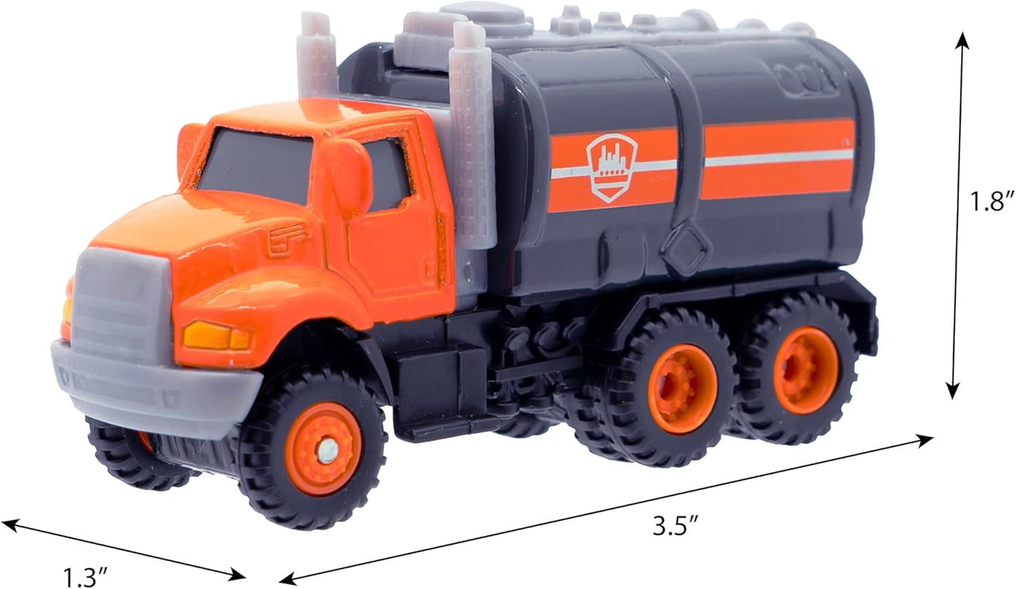 Mighty Fleet Diecast 3-Pack, Tow Truck, Garbage Truck, and Tanker, Durable 3â€ Diecast Vehicles for Kids Ages 3+