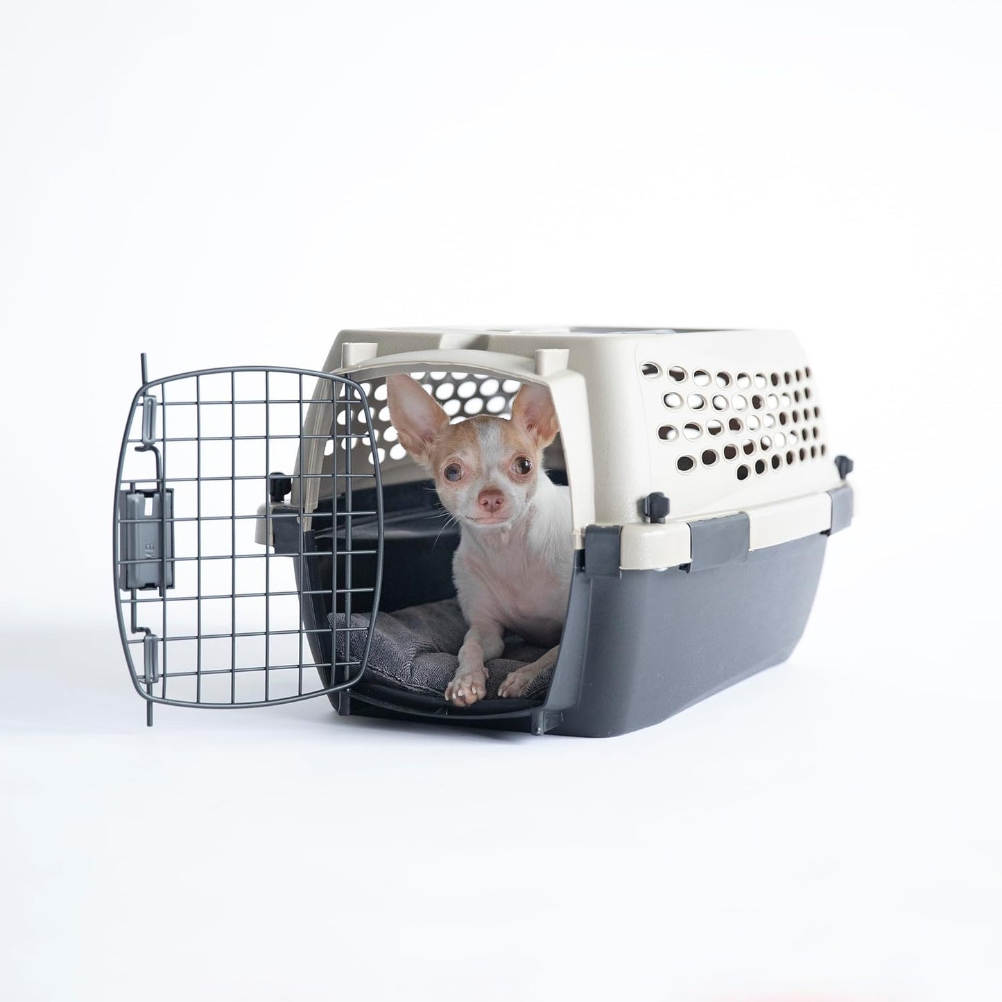 Petmate Vari Dog Kennel Portable Airline-Friendly Carriers & Crates for Small Dogs and Puppies, Durable Plastic, Pet Carrier For Home and Travel, XS Extra Small 19" For Dogs Up To 10 Lbs, Taupe