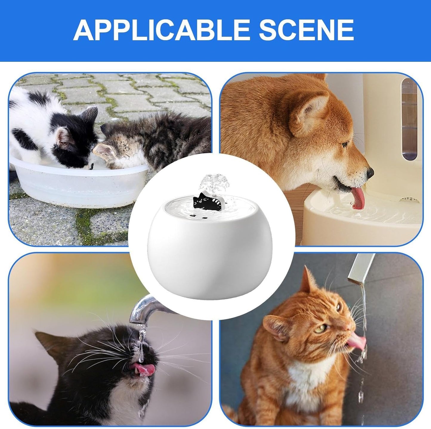 Pet Drinking Fountain – Electric Rechargeable Water Dispenser | Filtered Waterer featuring Sensor Activation with 3D Flow Design & Long-Lasting Filter for Cats and Small Pets, Home, Outdoor, Desk, Pat