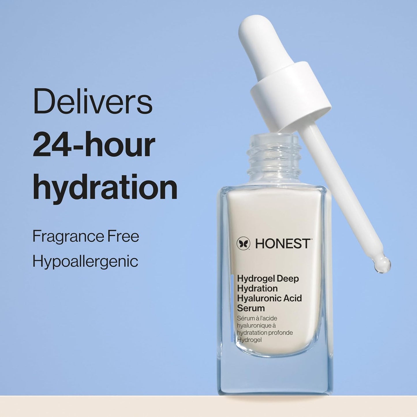Honest Beauty Hydrogel Deep Hydration Hyaluronic Acid Serum, Moisturizes Plumps, Hypoallergenic, Fragrance-Free, Vegan, Gentle for Sensitive Skin, 1 fl oz