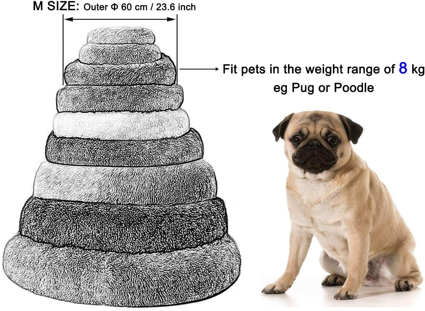 Round Dog Beds for Medium Dogs Short Plush Bowl Shape Pets Bed for Medium/Large/Extra Large Dogs Comfortable Donut Cuddler Dog Bed with Washable Cover (Color : Pink, Size : Medium)