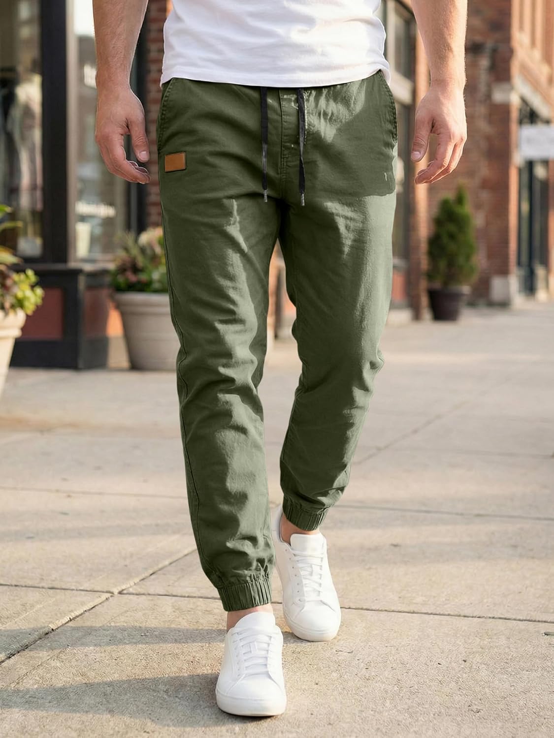 JMIERR Mens Casual Joggers Pants - Cotton Drawstring Chino Cargo Pants Hiking Outdoor Twill Track Jogging Sweatpants Pants